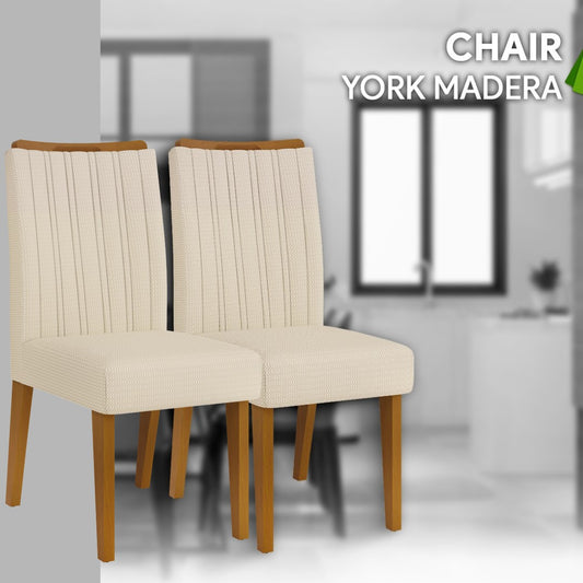 2 YORK Chairs in Brazilian wood with snow linen fabric
